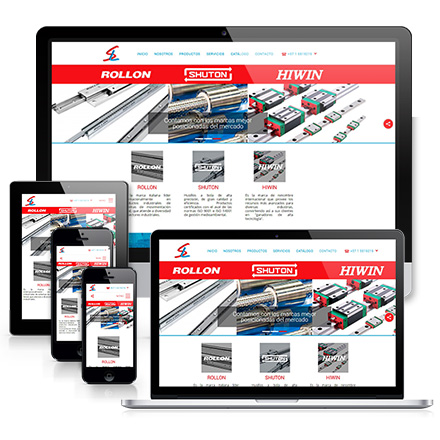 Versiones responsive de sitio de empresa de guas y rodamientos lineales en Colombia